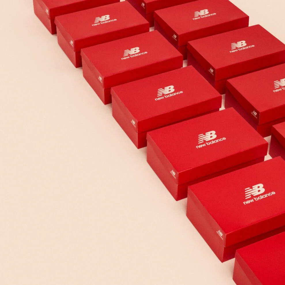Two Lines of Red Shoe boxes 